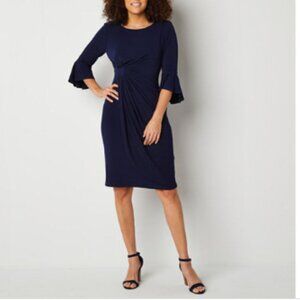Connected Petite Side-Tab Sheath Dress - Navy